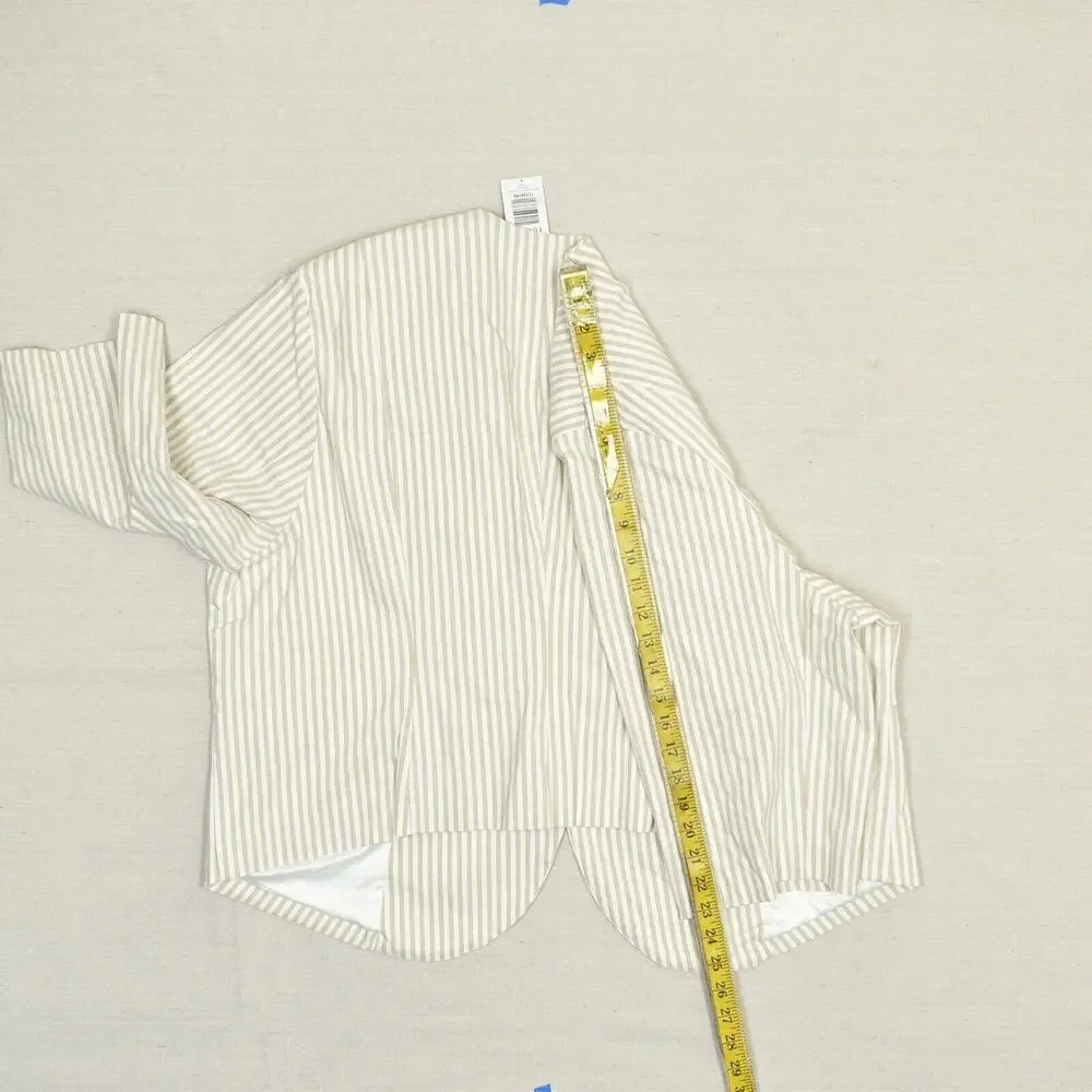 NEW Torrid Women Open Blazer Jacket 3/4 Sleeve Striped Rayon Beige Plus Size 4